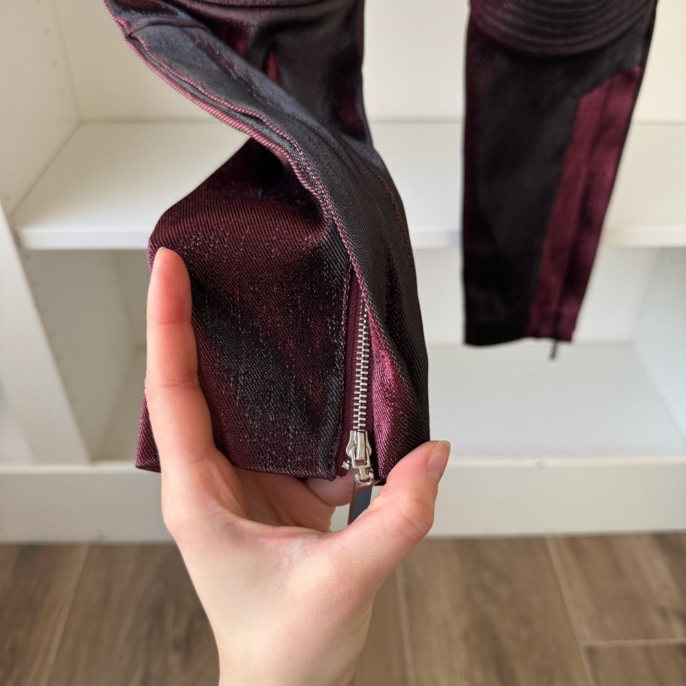 AREA Lurex Skinny Pants in Burgandy - Picture 9 of 12